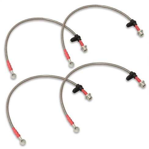AJP Distributors Silver Stainless Steel Braided Oil Disc Brake Lines Hoses Cables Kit 4PC Front & Rear Set Compatible/Replacement For Celica GT T200 JDM 1994 1995 1996 1997 1998 1999 94 95 96 97 98 99 in Saudi Arabia