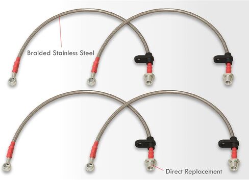 AJP Distributors Silver Stainless Steel Braided Oil Disc Brake Lines Hoses Cables Kit 4PC Front & Rear Set Compatible/Replacement For Celica GT T200 JDM 1994 1995 1996 1997 1998 1999 94 95 96 97 98 99 in Saudi Arabia