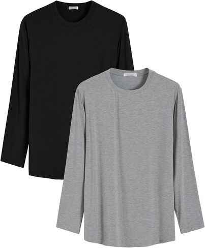 Latuza Men's Bamboo Viscose T-Shirts Long Sleeve Crewneck Tees 2 Pack in Saudi Arabia