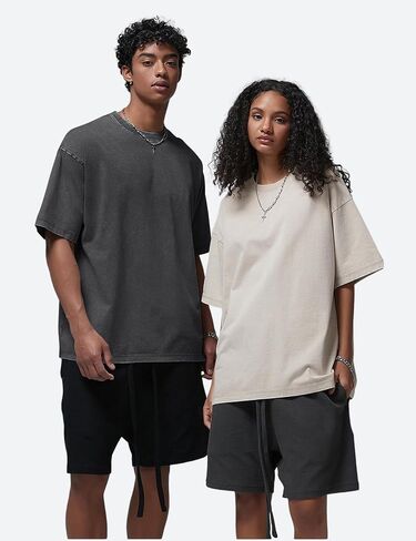 Arssm Oversized Tshirts for Men Acid Wash Loose Fit Vintage Cotton Heavyweight T Shirts Baggy Tees in Saudi Arabia