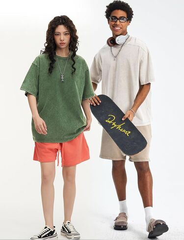 Arssm Oversized Tshirts for Men Acid Wash Loose Fit Vintage Cotton Heavyweight T Shirts Baggy Tees in Saudi Arabia