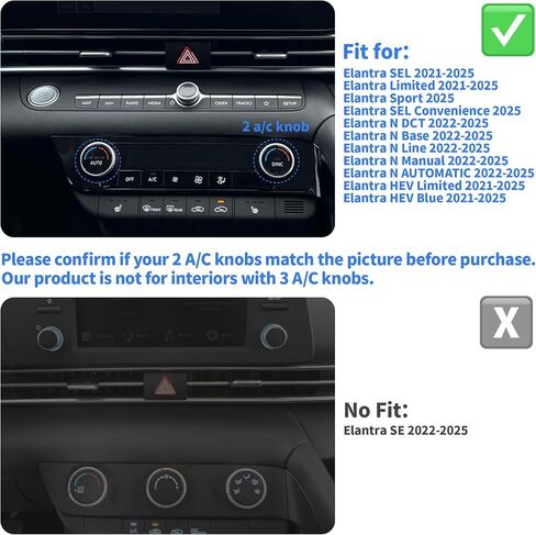 for Hyundai Elantra 2023 2024 2025 Accessories, 5pcs Aluminum Alloy Knob Cover Trim Set - A/C, Volume, Start Button & Hazard Light (Blue) in Kuwait