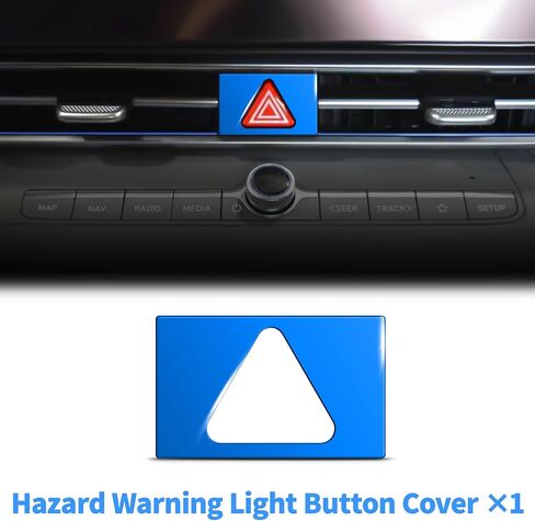 for Hyundai Elantra 2023 2024 2025 Accessories, 5pcs Aluminum Alloy Knob Cover Trim Set - A/C, Volume, Start Button & Hazard Light (Blue) in Kuwait