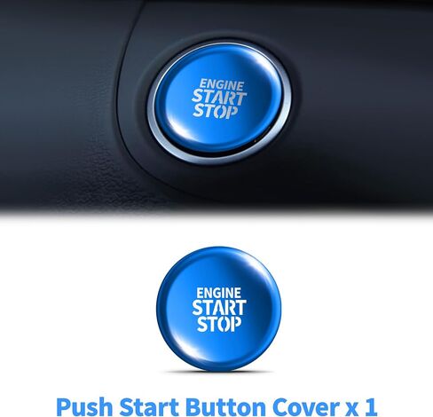 for Hyundai Elantra 2023 2024 2025 Accessories, 5pcs Aluminum Alloy Knob Cover Trim Set - A/C, Volume, Start Button & Hazard Light (Blue) in Kuwait