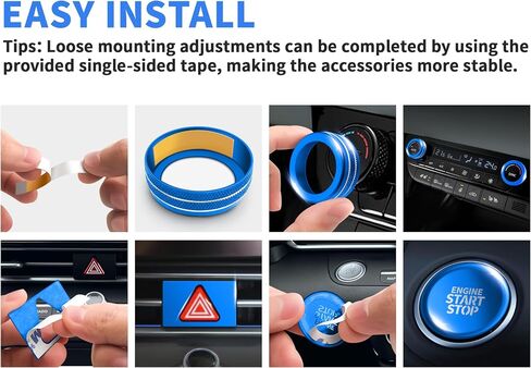 for Hyundai Elantra 2023 2024 2025 Accessories, 5pcs Aluminum Alloy Knob Cover Trim Set - A/C, Volume, Start Button & Hazard Light (Blue) in Kuwait