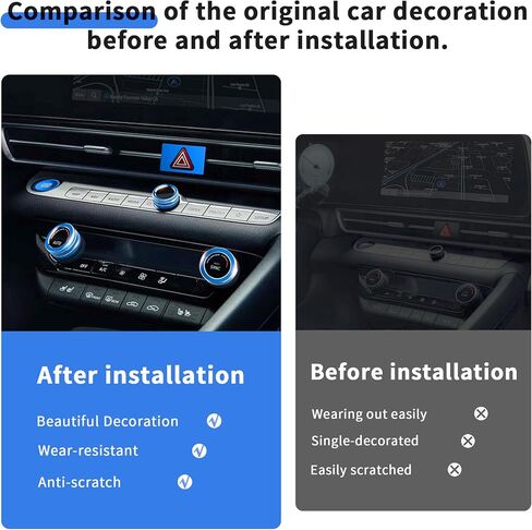 for Hyundai Elantra 2023 2024 2025 Accessories, 5pcs Aluminum Alloy Knob Cover Trim Set - A/C, Volume, Start Button & Hazard Light (Blue) in Kuwait