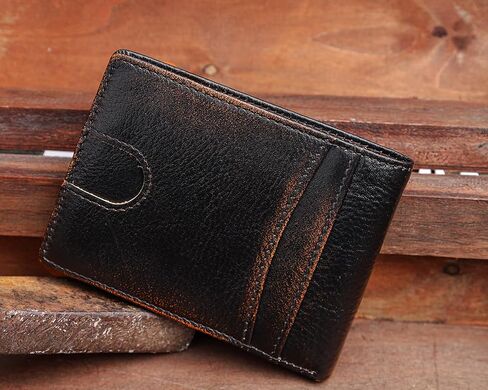 DK86 Wallet للرجال Slim RFID BIFOLD GEALINE LEATHY 2 WINDOW مع صندوق هدية (بني أسود مع العلم) in Kuwait