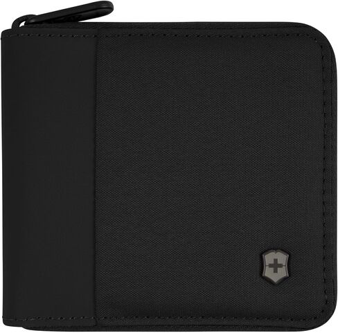 أساسيات سفر Victorinox ، محفظة zip -around ، محفظة RFID مع مقصورة الفاتورة ، فتحات البطاقات ، نافذة الهوية وجيب العملة المعدنية - أسود in Saudi Arabia