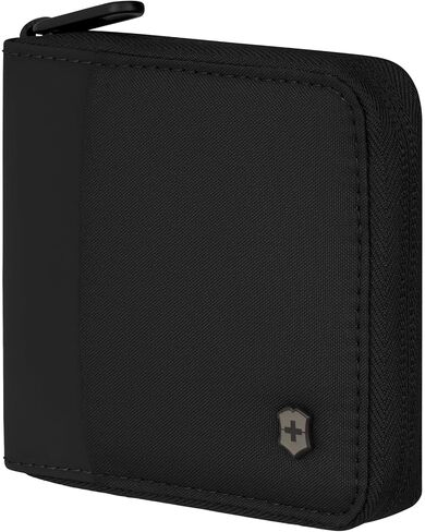 أساسيات سفر Victorinox ، محفظة zip -around ، محفظة RFID مع مقصورة الفاتورة ، فتحات البطاقات ، نافذة الهوية وجيب العملة المعدنية - أسود in Saudi Arabia
