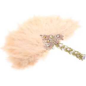 Bride Rhinestone Decorative Fan for Weddings Handmade Plume Handheld Fan for Bridal Parties Photography Prop Cool Off Accessory Elegant Women Wedding Favor in Kuwait