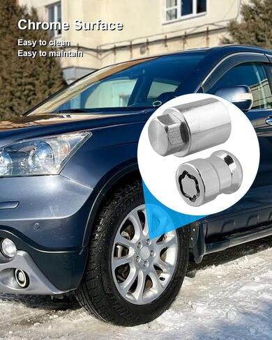 Wheel Lock Lug Nut Set Fit for Honda CR-V 2007-2025 Civic 2016 Accord 2008-2012 Anti-Theft Chrome Alloy Replace 08W42-SCV-101 08W42SCV101 08W42-SCV-100 08W42SCV100 08W42-SCV-102 08W42SCV102 Short in Saudi Arabia