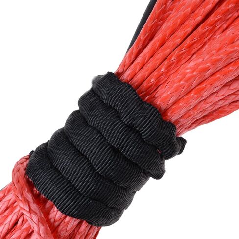 50ft x 1/4 inch Red Strong Durable Synthetic Winch Rope Line 6400LBS with Rubber Stopper and Blue 4 4/5 inch Aluminum Hawse Fairlead for Recovery UTV ATV Truck in Saudi Arabia