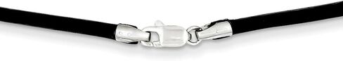 Solid 14k White Gold 2mm Black Leather Cord Necklace Chain - with Secure Lobster Lock Clasp in Saudi Arabia