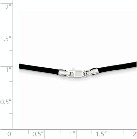 Solid 14k White Gold 2mm Black Leather Cord Necklace Chain - with Secure Lobster Lock Clasp in Saudi Arabia