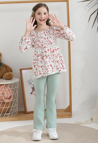 مجموعة Amclos Girl مجموعة 3-10 سنوات ملابس الأطفال ، رائعتين لطيف طويل الأكمام من قمم الزهور+ in Kuwait