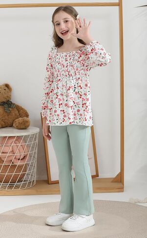 مجموعة Amclos Girl مجموعة 3-10 سنوات ملابس الأطفال ، رائعتين لطيف طويل الأكمام من قمم الزهور+ in Kuwait