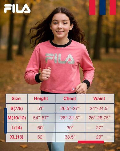 Fila Girls Leggings - Soft Breathable High Waisted Leggings for Girls - Athletic Stretch Pants Workout Clothes (Sizes: S-XL) in Saudi Arabia
