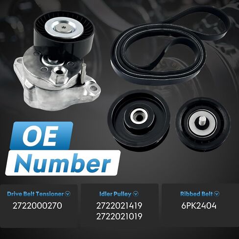 Belt Tensioner Idler Pulley Serpentine Belt Kit,Fit for Mercedes-Benz C300 C350 CLK350 E350 GL450 GLK350 ML350 S550 SL550 SLK350 2005-2011,Replace# 2722021419 2722000270 2722021019 6pk2404 in Saudi Arabia