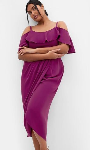 City Chic Women's Cocktail Dress-Flirtation Drape Midi in Saudi Arabia