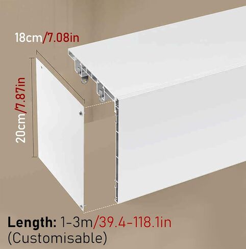 Extra Long Aluminum Ceiling Mount Curtain Rail Box - 3.0m/9.8ft Decorative Panel for Curtains, Roller Blinds & Venetian Blinds - Double Rails Design for Stylish Home Décor in Saudi Arabia