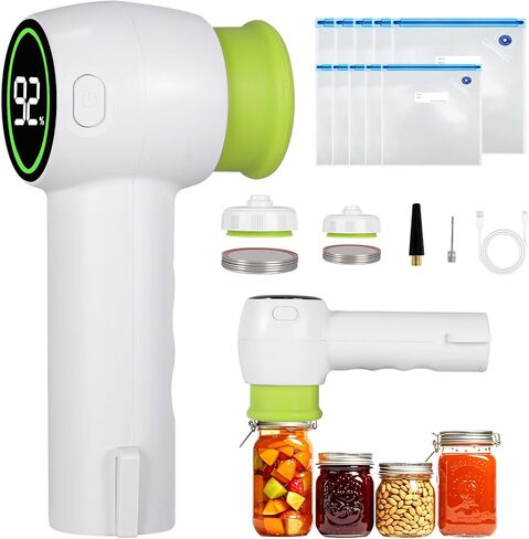 cjc Handheld Vacuum Sealer,4-in-1 Vacuum Sealer for Food,Electric Mason Jar Vacuum Sealer, Rechargeable Vacuum Sealer, Portable Food Vacuum Sealer Machine, Small Vacuum Sealer for Travel,Food Storage in Saudi Arabia