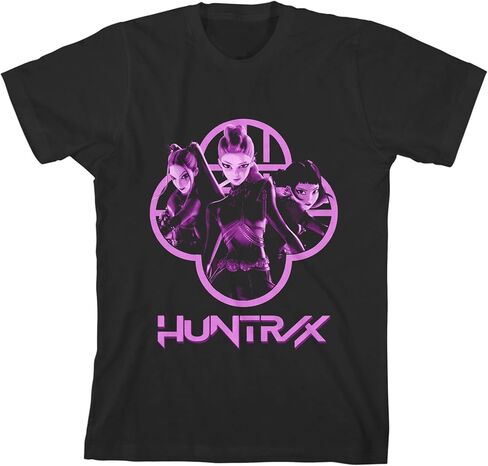 KPOP Demon Hunters Huntrx Girl's Black Crew Neck Tee Short in Saudi Arabia