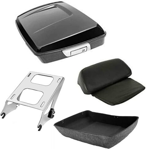 TCT-MOTORPARTS Chopped Tour Luggage Trunk w/Mounting Rack Fit for Harley Touring Road King Electra Glide 2014-2025 in Saudi Arabia