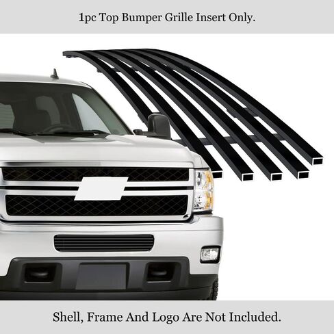 APS Compatible with Chevy Silverado 2500HD 3500HD 2011-2014 Lower Bumper Stainless Steel Chrome Polished 8x6 Horizontal Billet Front Grill Grille Insert C66832S in Saudi Arabia