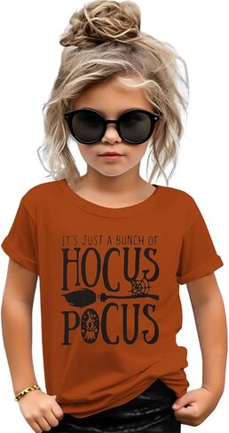 Kids Girls Halloween Shirts It's Just A Bunch of Hocus Pocus T-Shirt Funny Sanderson Sister Spooky Season Tee Tops in Saudi Arabia