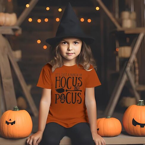 Kids Girls Halloween Shirts It's Just A Bunch of Hocus Pocus T-Shirt Funny Sanderson Sister Spooky Season Tee Tops in Saudi Arabia