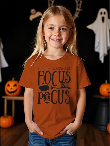 Kids Girls Halloween Shirts It's Just A Bunch of Hocus Pocus T-Shirt Funny Sanderson Sister Spooky Season Tee Tops in Saudi Arabia