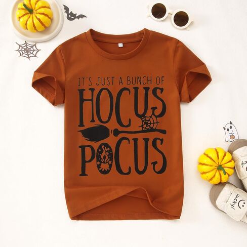 Kids Girls Halloween Shirts It's Just A Bunch of Hocus Pocus T-Shirt Funny Sanderson Sister Spooky Season Tee Tops in Saudi Arabia