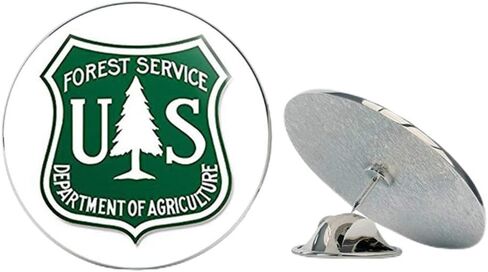 Green & White US Forestry Shield Shaped (Logo Forest Service Badge) Metal 0.75" Lapel Hat Pin Tie Tack Pinback in Saudi Arabia