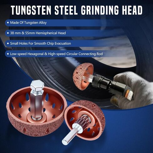 Tire Repair Patch Tools,42 mm 55 mm Tire Tungsten Steel Buffing Wheels Tire Patch Roller Scraping Cutter Kit for Car Tire Grinding Polishing in Kuwait