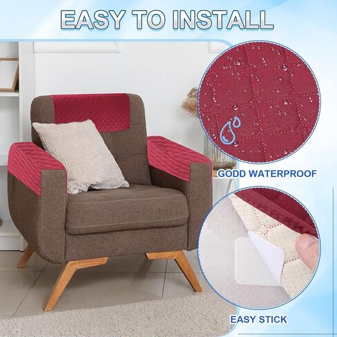 uxcell 3 PCS Armrest Covers, Couch Arm Cover Furniture Protect Slide Recliner Chair Armchair Covers with Side Storage Pocket for Sofa Recliner, Coffee in Saudi Arabia