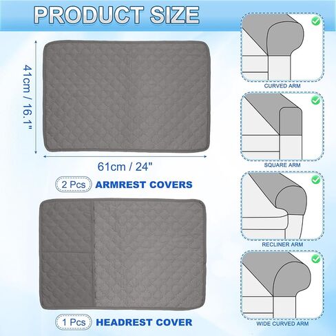 uxcell 3 PCS Armrest Covers, Couch Arm Cover Furniture Protect Slide Recliner Chair Armchair Covers with Side Storage Pocket for Sofa Recliner, Coffee in Saudi Arabia