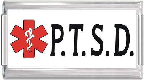PTSD Medical Alert Italian Charm on White Superlink Bracelet Link in Saudi Arabia
