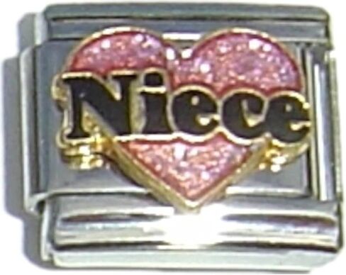 Niece With Pink Heart Black Letters Italian Charm in Saudi Arabia