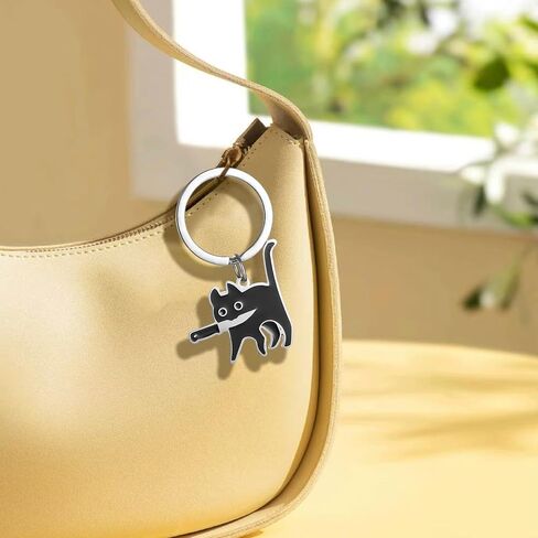 Funny Black Cat Keychain, items for Cat Lovers, Cute Keychain for Festival, Keychain Couple, Partner Keychain in Saudi Arabia