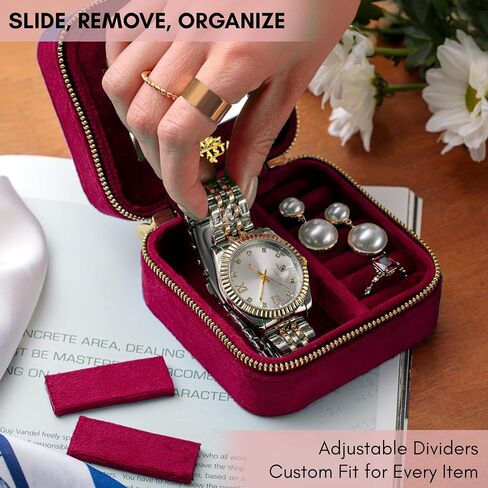 Luxury Velvet Jewelry Box with Mirror - Travel Jewelry Box - Travel Jewelry Case Organizer - Gifts for Women, Mom, Wife, Girlfriend, Her – Emerald Green in Saudi Arabia