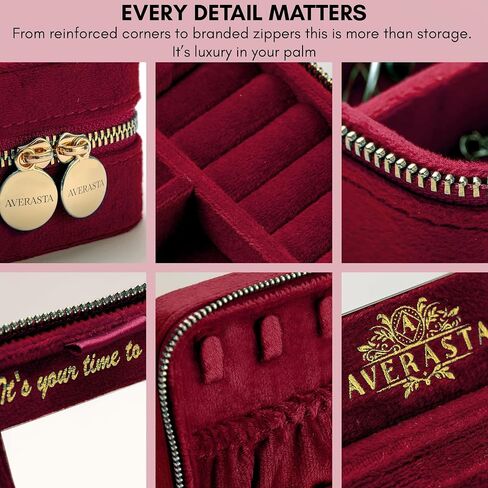 Luxury Velvet Jewelry Box with Mirror - Travel Jewelry Box - Travel Jewelry Case Organizer - Gifts for Women, Mom, Wife, Girlfriend, Her – Emerald Green in Saudi Arabia