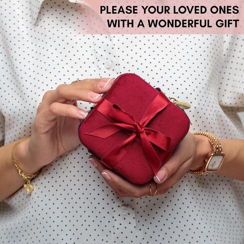 Luxury Velvet Jewelry Box with Mirror - Travel Jewelry Box - Travel Jewelry Case Organizer - Gifts for Women, Mom, Wife, Girlfriend, Her – Emerald Green in Saudi Arabia