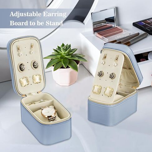 Fintie Personalized Travel Jewelry Box with Name & Birth Flower Month - Custom PU Leather Jewelry Organizer Storage Case for Rings Earrings Necklaces Watch, Gift for Women Girls (Pearl White) in Saudi Arabia