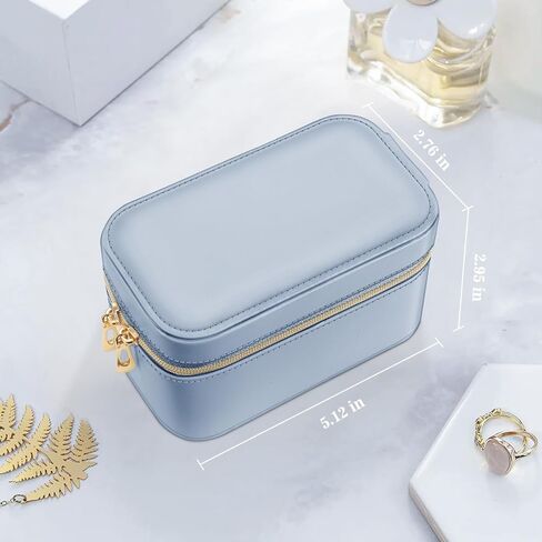 Fintie Personalized Travel Jewelry Box with Name & Birth Flower Month - Custom PU Leather Jewelry Organizer Storage Case for Rings Earrings Necklaces Watch, Gift for Women Girls (Pearl White) in Saudi Arabia