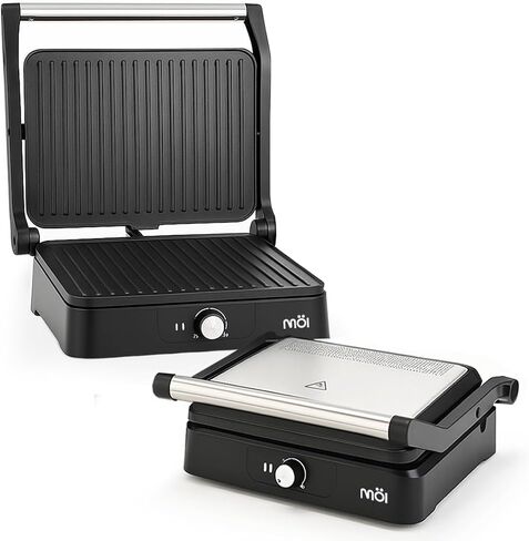 Sandwich & Waffle Maker Grill - 3 in 1 Panini Press Grill with 180° Rotary System for Even Cooking, Stainless Steel Surface with Non-Stick Plate, Power & Ready Indicator Lights - 1200W in Saudi Arabia