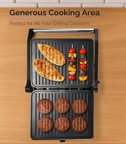 Sandwich & Waffle Maker Grill - 3 in 1 Panini Press Grill with 180° Rotary System for Even Cooking, Stainless Steel Surface with Non-Stick Plate, Power & Ready Indicator Lights - 1200W in Saudi Arabia