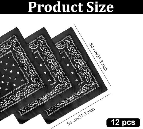12pcs وشاح باندانا ، عصابات كبيرة للرجال متنوعة للجنسين ، ساتان حرير رعاة البقر بيزلي ويسترن بانداناس وشاح in Kuwait
