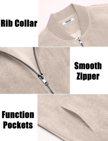 COOFANDY Men's Lightweight Suede Bomber Jackets Casual Varsity Jacket Vintage Faux Leather Jackets in Saudi Arabia
