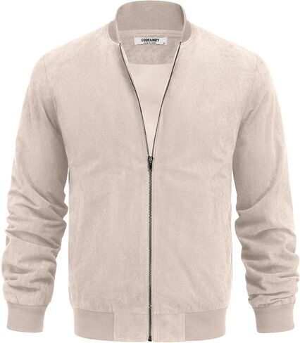COOFANDY Men's Lightweight Suede Bomber Jackets Casual Varsity Jacket Vintage Faux Leather Jackets in Saudi Arabia