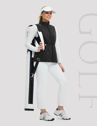 baleaf Women's Puffer Drawstring Vest Lightweight Winter Warm Stand Collar Quilted Golf Vests Water Resistant Zip Pockets in Saudi Arabia